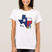 Texas Vlag met State Flower Bluebonnet Custom T-shirt (Voorkant)