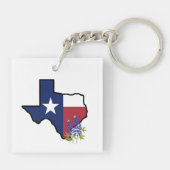 Texas Vlag met State Flower Bluebonnet Sleutelhanger (Achterkant)