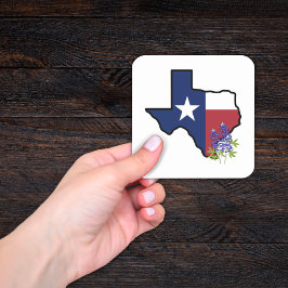 Texas Vlag met State Flower Bluebonnet Vierkante Sticker