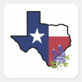 Texas Vlag met State Flower Bluebonnet Vierkante Sticker (Voorkant)