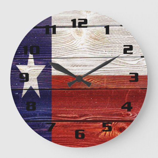 Texas vlag op roestige houtstructuur grote klok (Voorkant)