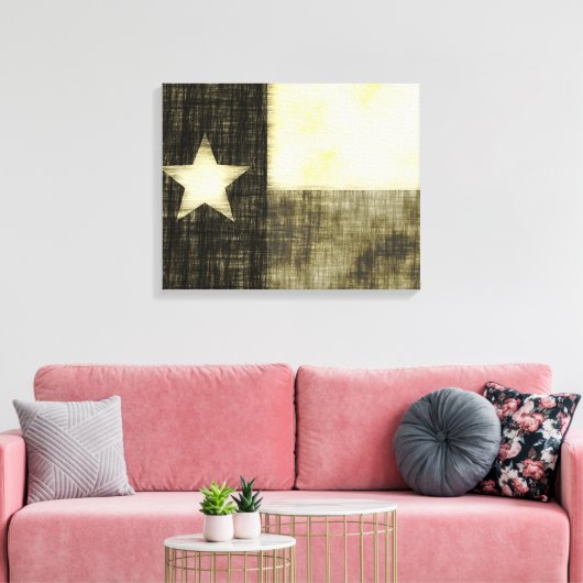 TEXAS VLAG OUDE TEKENING CANVAS AFDRUK (Insitu (Woonkamer))
