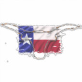 Texas Vlag Prikkeldraad Long Horn Stier Sticker (Voorkant)