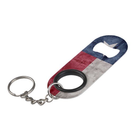 Texas-vlag Sleutelhanger Flessenopener (Voorkant Gekanteld)