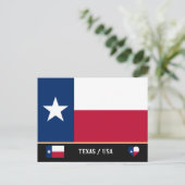 Texas Vlag & Texas Staat VS /Amerika Briefkaart (Staand voorkant)
