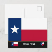 Texas Vlag & Texas Staat VS /Amerika Briefkaart (Voorkant / Achterkant)