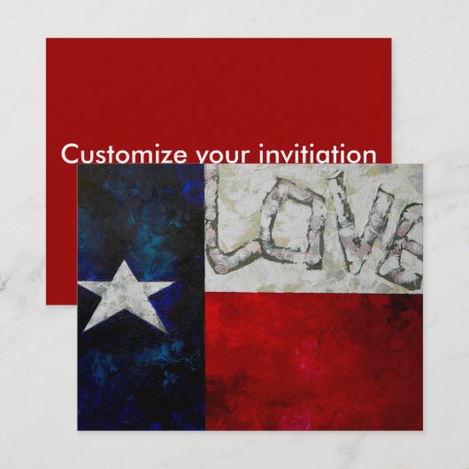 Texas vlag-uitnodiging kaart (Voorkant / Achterkant)
