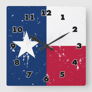  Texas vlag vierkante muurklok voor Texans Klok