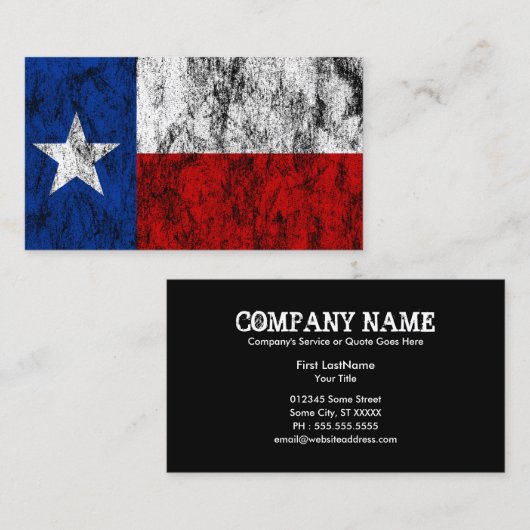 Texas vlag visitekaartje (Voorkant / Achterkant)