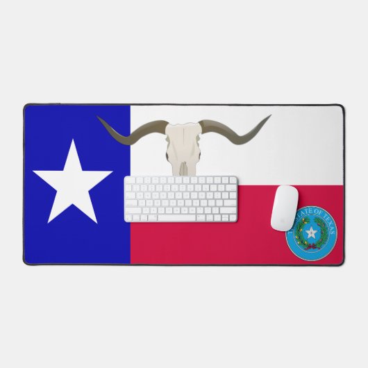 Texas vlag-zegel en langhoorn bureaumat (Keyboard & Muis)