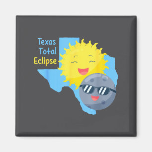 Texas Vlag Zonsverduistering Totale Illustratie Magneet