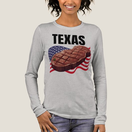 Texas Vrouwen Bella + Canvas Lange Mouw Tri-Blend Shirt (Voorkant)