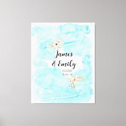Texas Watercolor Wedding Guest Book Alternative Canvas Afdruk (Voorkant)