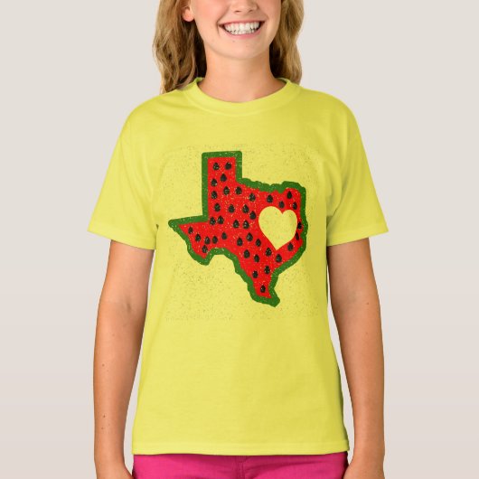 Texas Watermeloen Kaart zomer ontwerp T-shirt (Voorkant)