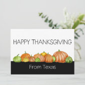 Texas Waterverf pomkins Thanksgiving Card Feestdagenkaart (Staand voorkant)