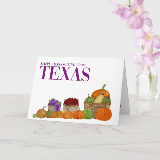 Texas Waterverf Pumpkins Thanksgiving Card Kaart (Orchidee)