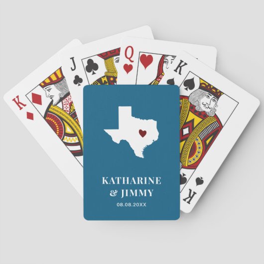 Texas Wedding Favor Deck of Cards, State Map Pokerkaarten (Achterkant)