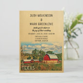 Texas Wedding Invitation Boerderij Barn Rustic Kaart (Staand voorkant)