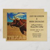 Texas Wedding Invitation  Land Western Kaart (Voorkant / Achterkant)