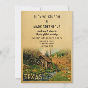 Texas Wedding Invitation Rustic Cabin Mill Kaart