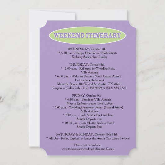 Texas Wedding Libby Kaart (Achterkant)