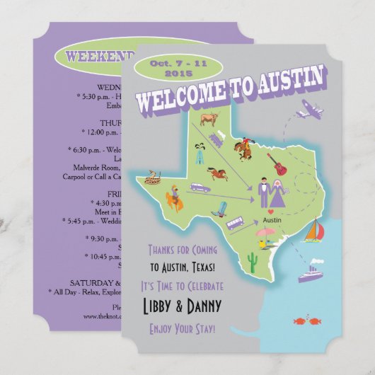 Texas Wedding Libby Kaart (Voorkant / Achterkant)