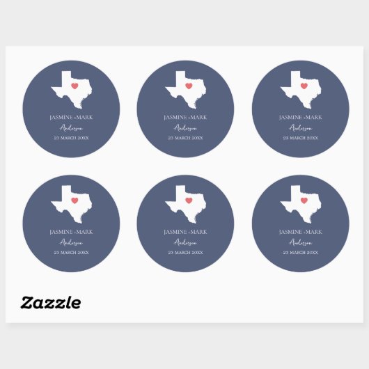 Texas Wedding Party Custom  Ronde Sticker (Vel)