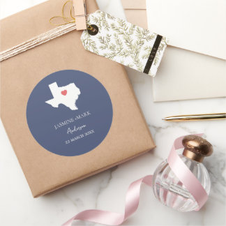 Texas Wedding Party Custom  Ronde Sticker