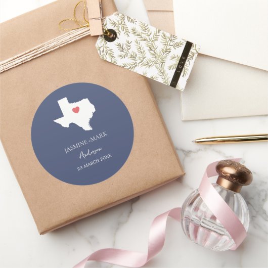 Texas Wedding Party Custom  Ronde Sticker (Geschenken)