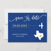Texas Wedding Save the Date Card, Map Magnetische Uitnodiging (Voorkant)