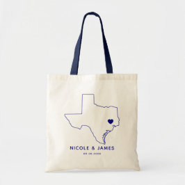 Texas Wedding Welcome Bag Map Tas, Navy Blue Tote Bag