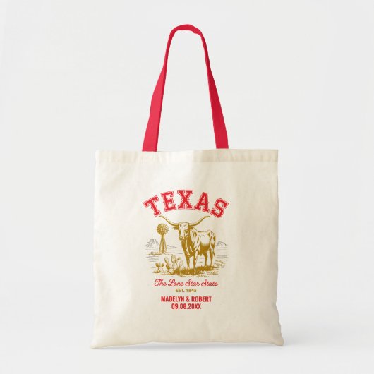 Texas Wedding Welcome Bag, State Love Tote Bag (Voorkant)