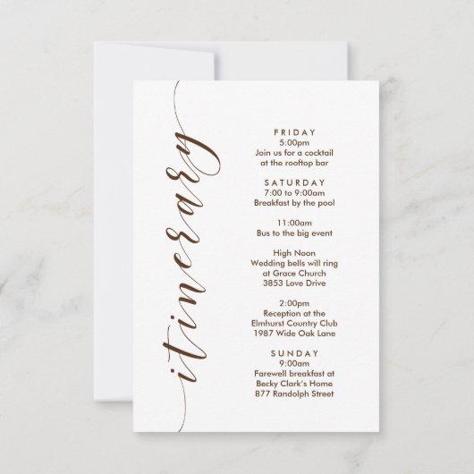 Texas Wedding Welcome Card, Letter and Itinerary (Achterkant)