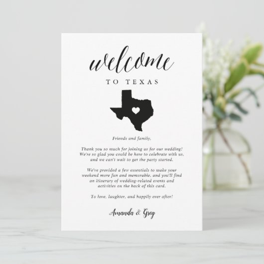 Texas Wedding Welcome Letter & Itinerary (Staand voorkant)
