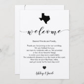 Texas Wedding Welcome Letter & Route Kaart (Voorkant / Achterkant)