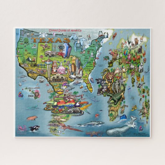 Texas Wereldkaart Legpuzzel (Horizontaal)