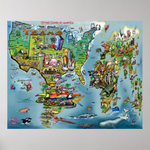 Texas Wereldkaart Poster