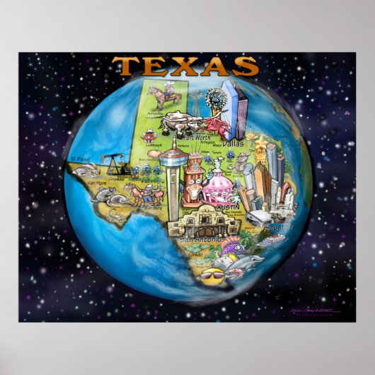Texas Wereldkaart Poster (Voorkant)