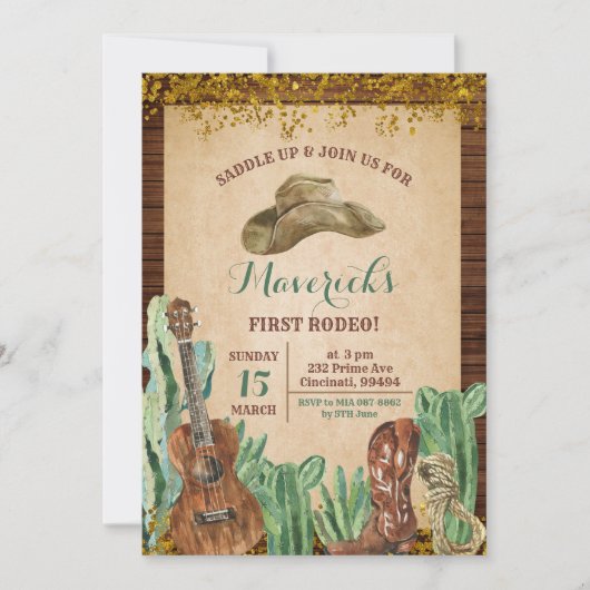 Texas Western Boy's eerste Rodeo verjaardag Kaart (Voorkant)