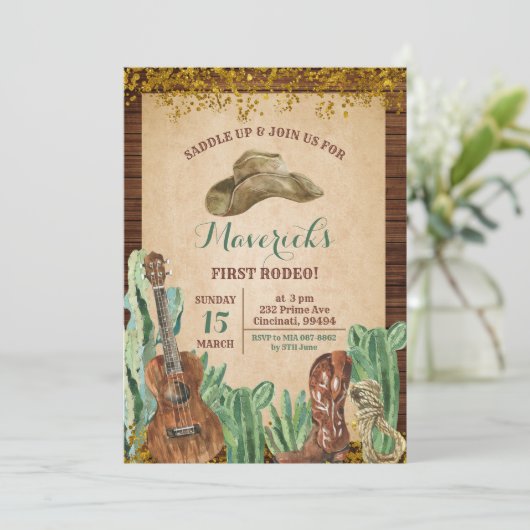 Texas Western Boy's eerste Rodeo verjaardag Kaart (Staand voorkant)