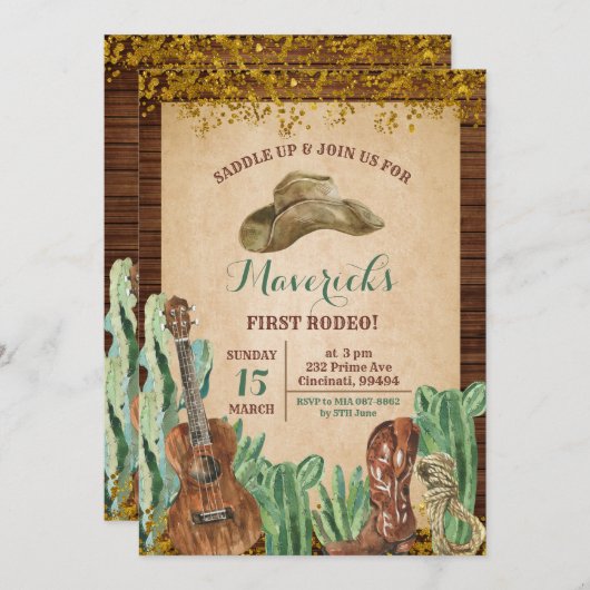 Texas Western Boy's eerste Rodeo verjaardag Kaart (Voorkant / Achterkant)