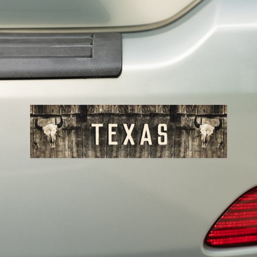 Texas Western Bull Skull  Sepia Rustic Bumpersticker (Op auto)