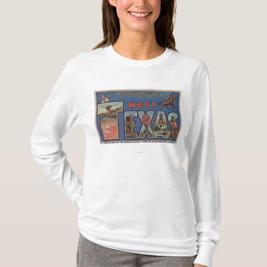 Texas (Western) Grote Letter-scènes T-shirt (Voorkant)