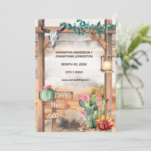 Texas westerne ranch cactus woestijn schedelboog kaart (Staand voorkant)
