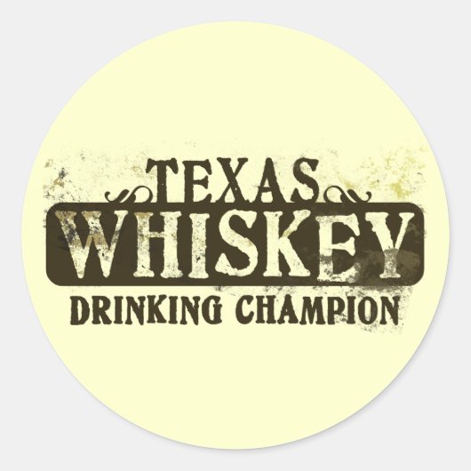 Texas Whiskey Drink Kampioen Ronde Sticker (Voorkant)