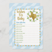 Texas wil Baby shower Blue Gold Kaart (Voorkant / Achterkant)