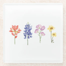 Texas Wild Flowers - Indiase verfkwast, Bluebonnet Glazen Onderzetter