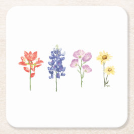 Texas Wild Flowers - Indiase verfkwast, Bluebonnet Kartonnen Onderzetters