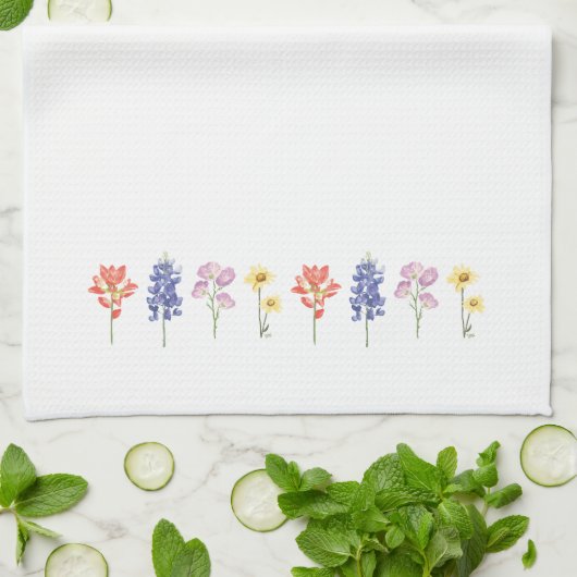 Texas Wild Flowers - Indiase verfkwast, Bluebonnet Theedoek (Gevouwen)