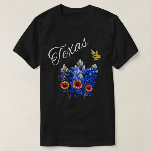 Texas Wildflower Butterfly Home State Bluebonnet G T-shirt (Design voorkant)
